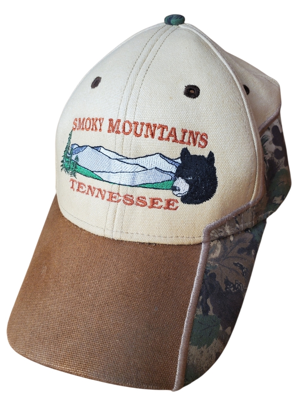 VINTAGE Capsmith Great Smoky Mountains TN Bear Hat Camo